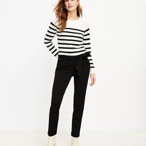 LOFT Black Cropped Pants Size 6 Tie Waist Mid-Rise Dressy Casual